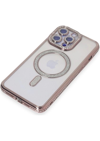 Newface iPhone 14 Pro Max Kılıf Joke Simli Magneticsafe Kılıf - Pembe modelleri