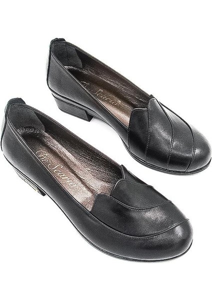 K144 Deri- Kısa Topuklu Kadın Klasik Ayakkabı - Siyah fiyatları