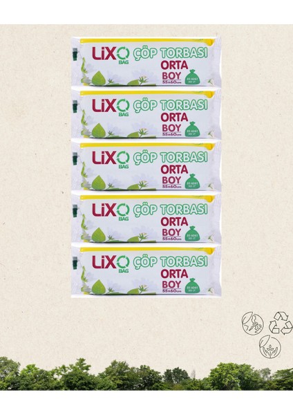 Orta Boy 65*80 Çöp Poşeti 50LT 10 Adet 5'li Paket
