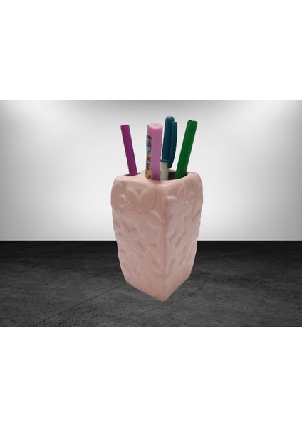 2 Adet Kalemlik Çiçekli Pembe Model Seramik Ofis Gereci 7X7X12CM fiyatları