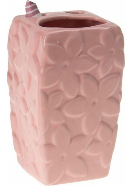 2 Adet Kalemlik Çiçekli Pembe Model Seramik Ofis Gereci 7X7X12CM fırsatları