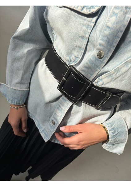 Geniş kadin Deri Kemer Siyah Hakiki Deri Ceket Kemeri Elbise Şık Kalın Kemer %100 Gerçek Deri