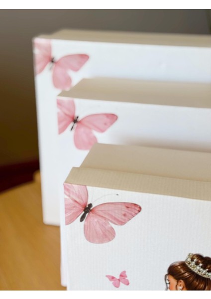 Gelin Kelebek Model Çeyiz Kutusu-3 Lü -Gelin Kutusu-Gelin Bohça Kutusu-Gelin Hediye Kutusu indirimleri