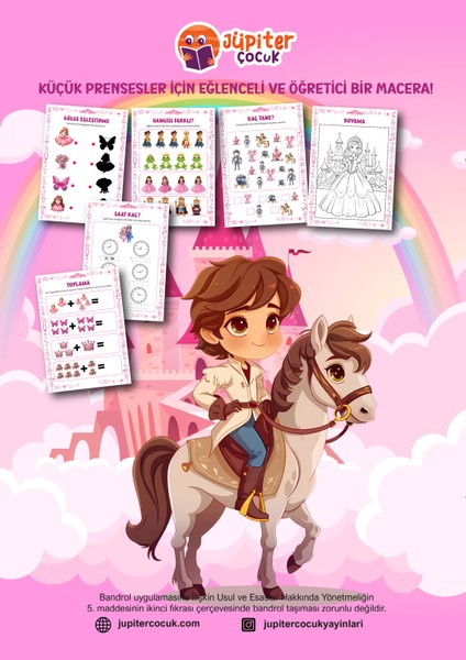 Prenses Aktivite Kitabı | Çocuklar Için 4-7 Yaş | 32 Sayfa | Eğitici ve Eğlenceli Etkinlikler
