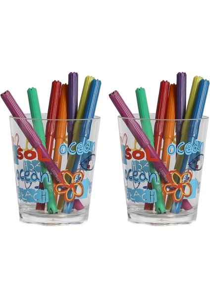 2 Adet Kalemlik Deniz Desenli Ofis Gereci 8X8X9CM