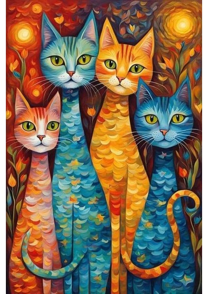 Özkacar Group Soyut Sanatsal Kediler Iı Ev Duvar Salon Güzellik Salonu Ofis Dükkan Dekarasyon Kanvas Tablo fiyatları