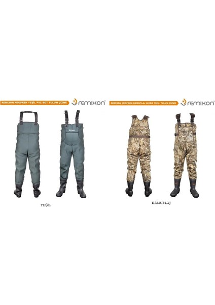 Neopren Pvc Bot Tulum Çizme Yeşil-44