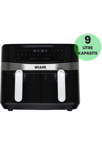 Yağsız Airfryer 9 Lt Çift Hazneli LED Ekran Enerji Tasarruflu Hızlı Isınma ve Çıkarılabilir Sepet indirimleri