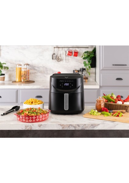 Lightfry XXL Fritöz 7,7 L Tek Hazneli Dokunmatik LED Ekranlı Isınma Koruma ve Otomatik Kapanma