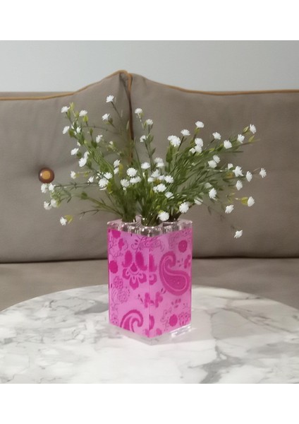2 Adet Vazo Dahil,vazoda Çiçek,beyaz Yapay Çiçek,vazo Dekoratif Pembe 7X7X17CM fiyatları