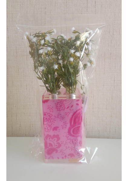2 Adet Vazo Dahil,vazoda Çiçek,beyaz Yapay Çiçek,vazo Dekoratif Pembe 7X7X17CM fırsatları