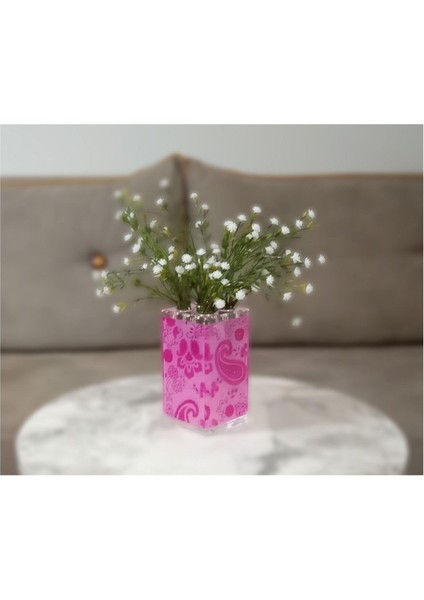 2 Adet Vazo Dahil,vazoda Çiçek,beyaz Yapay Çiçek,vazo Dekoratif Pembe 7X7X17CM