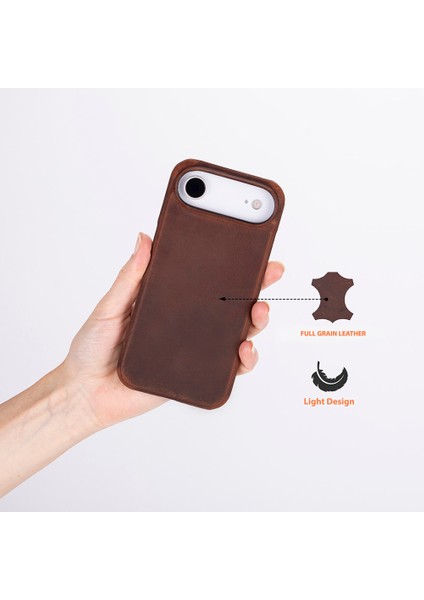 Apple iPhone 17 Air Için, Hakiki Deri, El Yapımı Kılıf, Magsafe ile Uyumlu, Iç Yüzeyi Kadife,antik Kahve modelleri