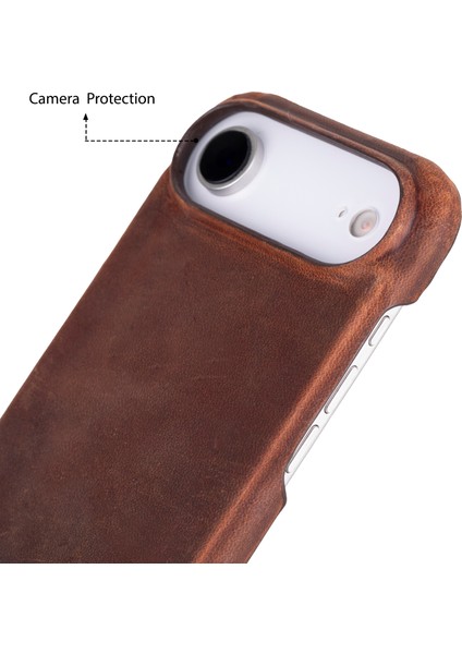 Apple iPhone 17 Air Için, Hakiki Deri, El Yapımı Kılıf, Magsafe ile Uyumlu, Iç Yüzeyi Kadife,antik Kahve indirimleri