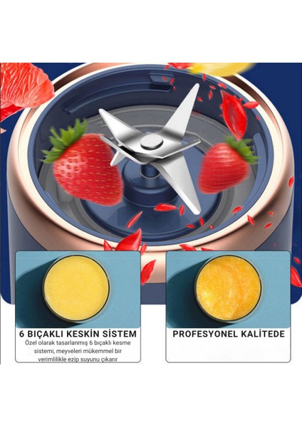 2 Bardaklı 6 Bıçaklı Çift Motorlu Ultra Güçlü Şarjlı Taşınabilir Smoothie Blender, Detoks Hazırlama Mikseri fiyatları