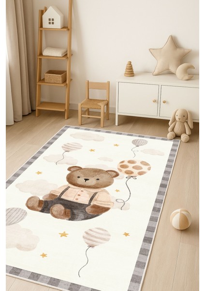 Makinede Yıkanabilir Kaymaz Taban Leke Tutmaz Figürlü Çocuk Odası Halısı