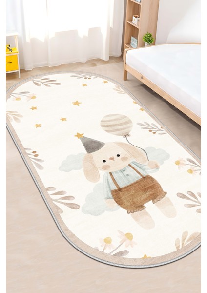 Makinede Yıkanabilir Kaymaz Taban Leke Tutmaz Figürlü Çocuk Odası Halısı