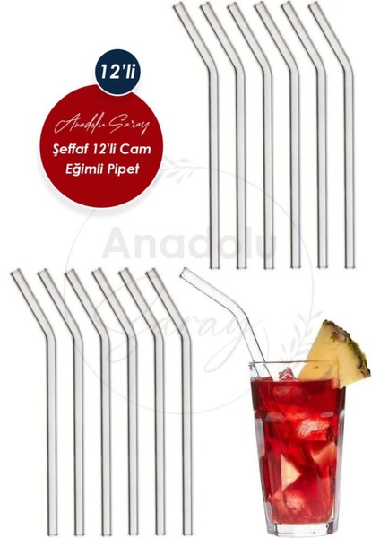 20 cm Şeffaf Düz Cam Pipet - 12'li Paket, El Yapımı fırsatları