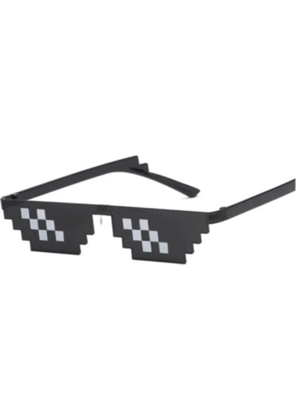 Thug Life Parti Gözlüğü Siyah Beyaz Piksel Desenli Tek Boyut 1 Adet Eğlenceli