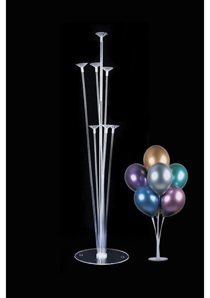 Mavi Balon Süsleme Standı - 1 m, 7 Adet Çubuklu, Düz Desenli, Doğum Günü ve Özel Günler İçin İdeal fırsatları