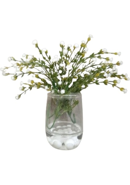 2 Adet Vazo Dahil,vazoda Çiçek,beyaz Yapay Çiçek,vazo Dekoratif Beyaz Incili 8X8X16CM