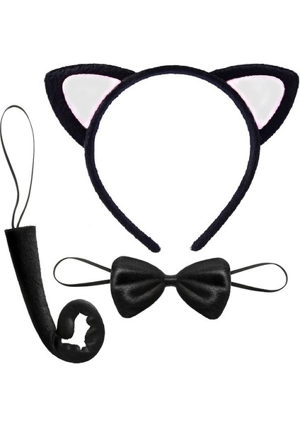 Kedi Taç Kuyruk Papyon Set Yetişkin