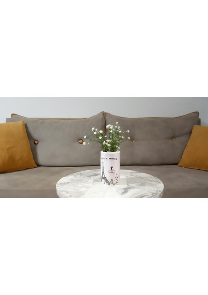 2 Adet Vazo Dahil,vazoda Çiçek,beyaz Yapay Çiçek,vazo Dekoratif Eyfel Kulesi 7X7X16CM