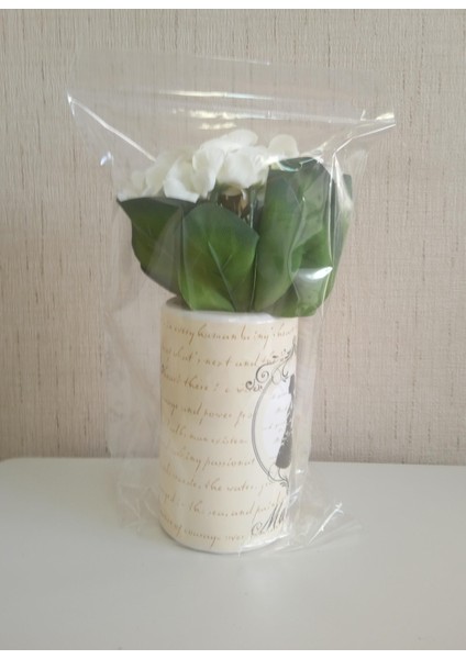 2 Adet Vazo Dahil,vazoda Çiçek,beyaz Yapay Çiçek,vazo Dekoratif Madam Desenli 7X7X16CM fırsatları