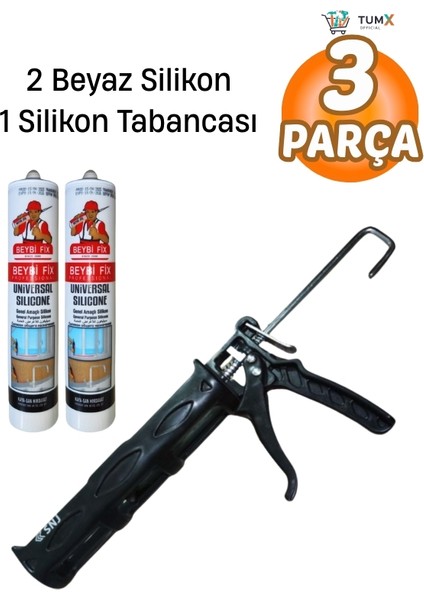 Silikon Tabancası Seti Plastik Silikon Tabancası 280GR (3'lü Set)