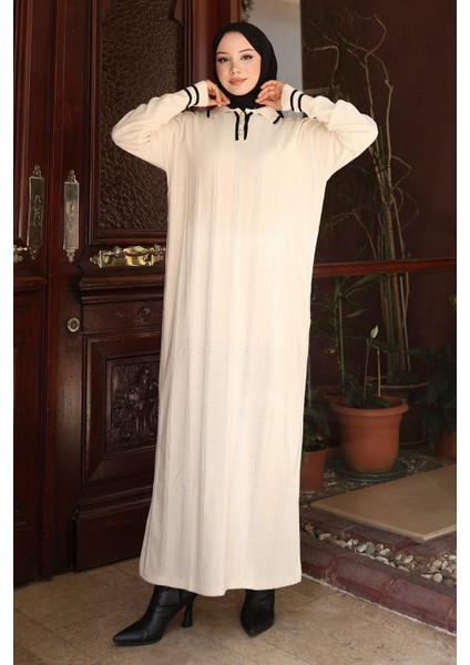 Düğme Detaylı Triko Elbise Beyaz 6153 modelleri