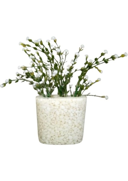 2 Adet Vazo Dahil,vazoda Çiçek,beyaz Yapay Çiçek,vazo Dekoratif Deniz Taşı El Yapımı 10X5X14CM indirimleri