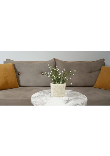 2 Adet Vazo Dahil,vazoda Çiçek,beyaz Yapay Çiçek,vazo Dekoratif Deniz Taşı El Yapımı 10X5X14CM