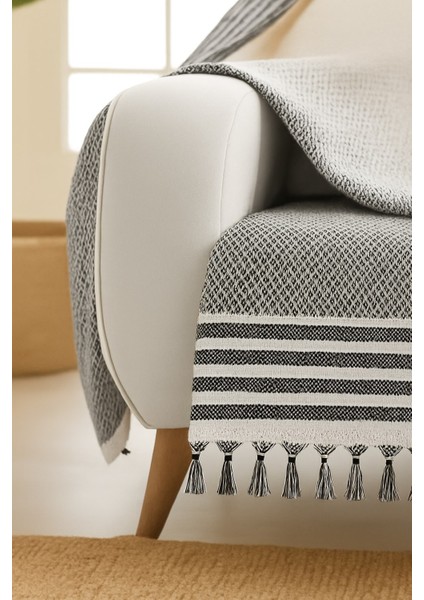 Mira – Pamuklu Püsküllü Örtü, Geometrik Desenli Koltuk ve Yatak Şalı 220X180 cm fiyatları