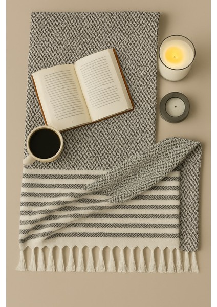 Mira – Pamuklu Püsküllü Örtü, Geometrik Desenli Koltuk ve Yatak Şalı 220X180 cm modelleri