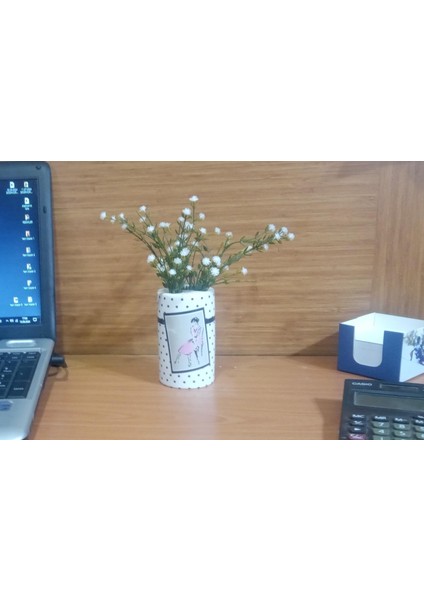 2 Adet Vazo Dahil,vazoda Çiçek,beyaz Yapay Çiçek,vazo Dekoratif Pembe Elbiseli Kadın 7X7X16CM modelleri