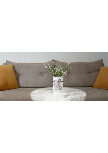 2 Adet Vazo Dahil,vazoda Çiçek,beyaz Yapay Çiçek,vazo Dekoratif Pembe Elbiseli Kadın 7X7X16CM