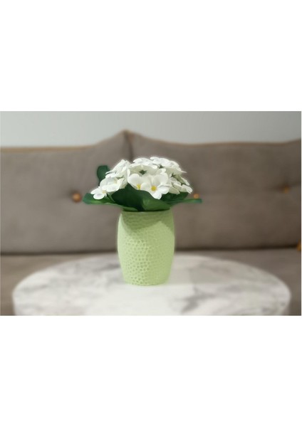 2 Adet Vazo Dahil,vazoda Çiçek,beyaz Yapay Çiçek,vazo Yeşil Petek Desenli Poliresin 8X8X15CM indirimleri