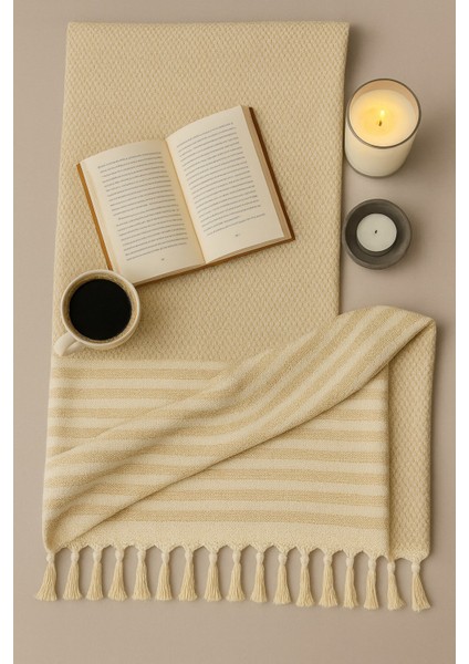 Mira – Pamuklu Püsküllü Örtü, Geometrik Desenli Koltuk ve Yatak Şalı 220X180 cm modelleri