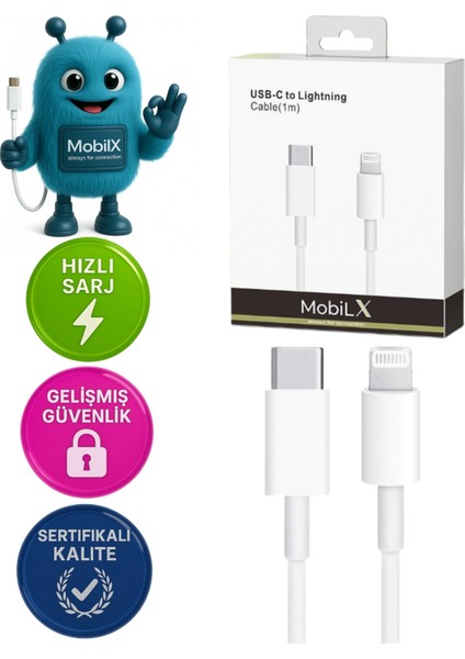 Mobilx Pd 20W Type-C To Lightning iPhone Hızlı Şarj ve Data Kablosu (1m)