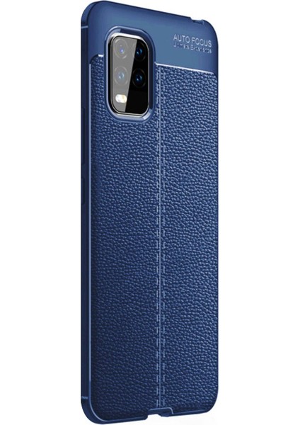 Xiaomi Mi 10 Lite Zoom Deri Görünümlü Silikon Lacivert