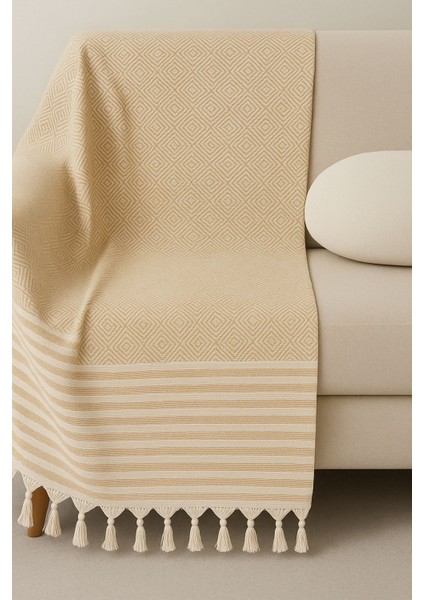 Alora – Pamuklu Püsküllü Örtü, Geometrik Desenli Koltuk ve Yatak Şalı 220X180 cm fiyatları