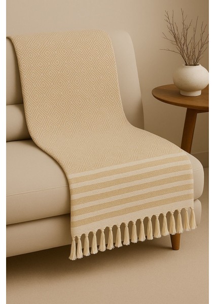 Alora – Pamuklu Püsküllü Örtü, Geometrik Desenli Koltuk ve Yatak Şalı 220X180 cm modelleri