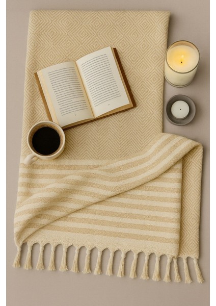 Alora – Pamuklu Püsküllü Örtü, Geometrik Desenli Koltuk ve Yatak Şalı 220X180 cm fırsatları