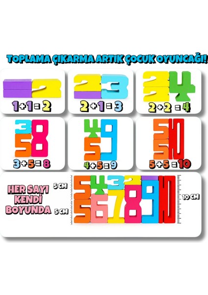 Eğitici Oyuncak Montessori Ahşap Sayı Blokları – 3 4 5 Yaş Okul Öncesi Matematik & Yapı Seti 10 Adet