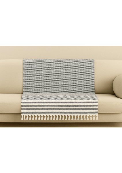 Mira – Pamuklu Püsküllü Örtü, Geometrik Desenli Koltuk ve Yatak Şalı 220X180 cm fırsatları