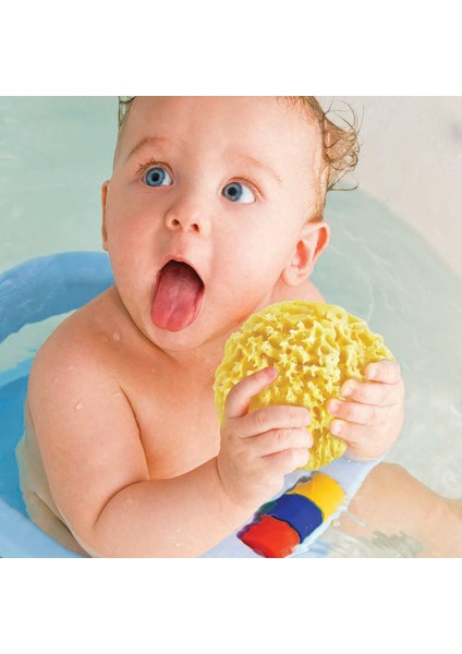 Bebek Banyo Süngeri %100 Doğal Deniz Süngeri Yumuşak Sarı Düz Tasarım Hassas Ciltler İçin