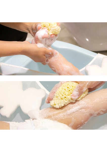 Bebek Banyo Süngeri %100 Doğal Deniz Süngeri Yumuşak Sarı Düz Tasarım Hassas Ciltler İçin