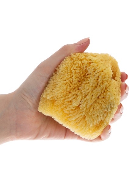 Bebek Banyo Süngeri %100 Doğal Deniz Süngeri Yumuşak Sarı Düz Tasarım Hassas Ciltler İçin