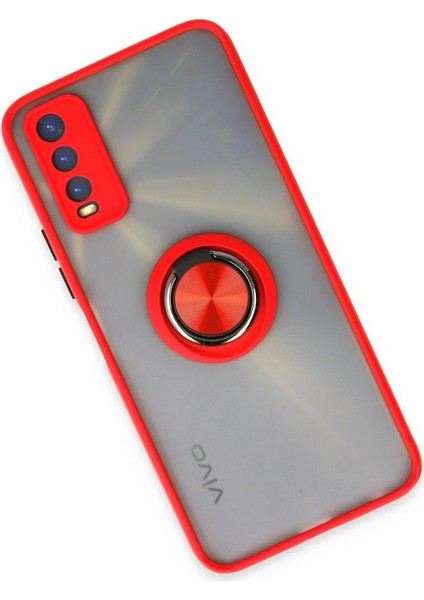 Newface Vivo Y11S Kılıf Montreal Yüzüklü Silikon Kapak - Kırmızı fiyatları