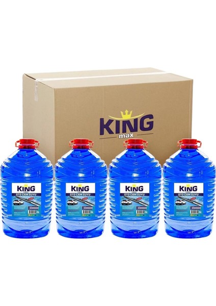 Max -25°C Antifrizli Oto Cam Suyu, Kışlık Koruma, Mavi, 5 Litre (4 Adet)